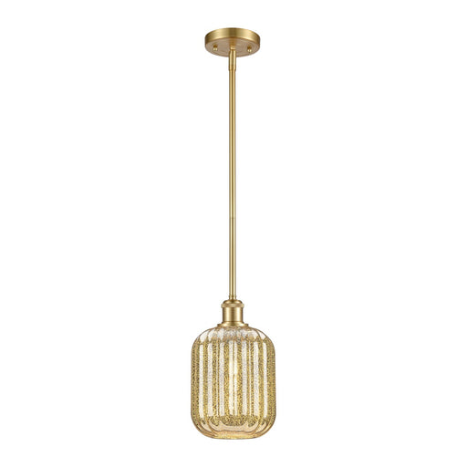 Innovations Preston Cylinder 7in 1-Light Mini Pendant | Industrial Satin Gold and Mercury Glass | Kitchen Island & Dining | Model 516-1S-SG-G460-7ME