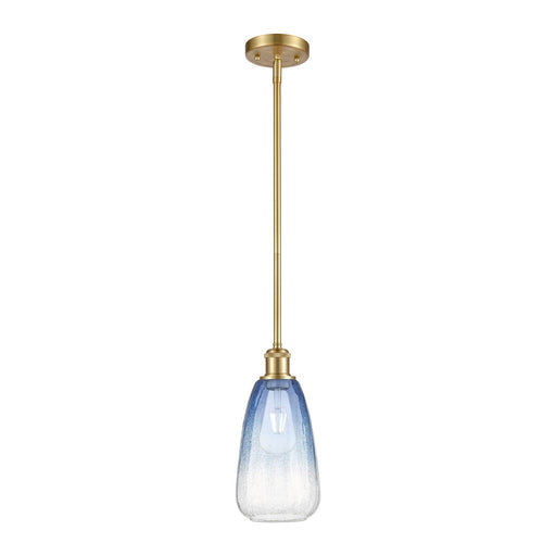 Innovations Brookhaven Almond 6in 1-Light Mini Pendant | Industrial Satin Gold and Sapphire Blue Glass | Kitchen Island | Model 516-1S-SG-G480-6SB