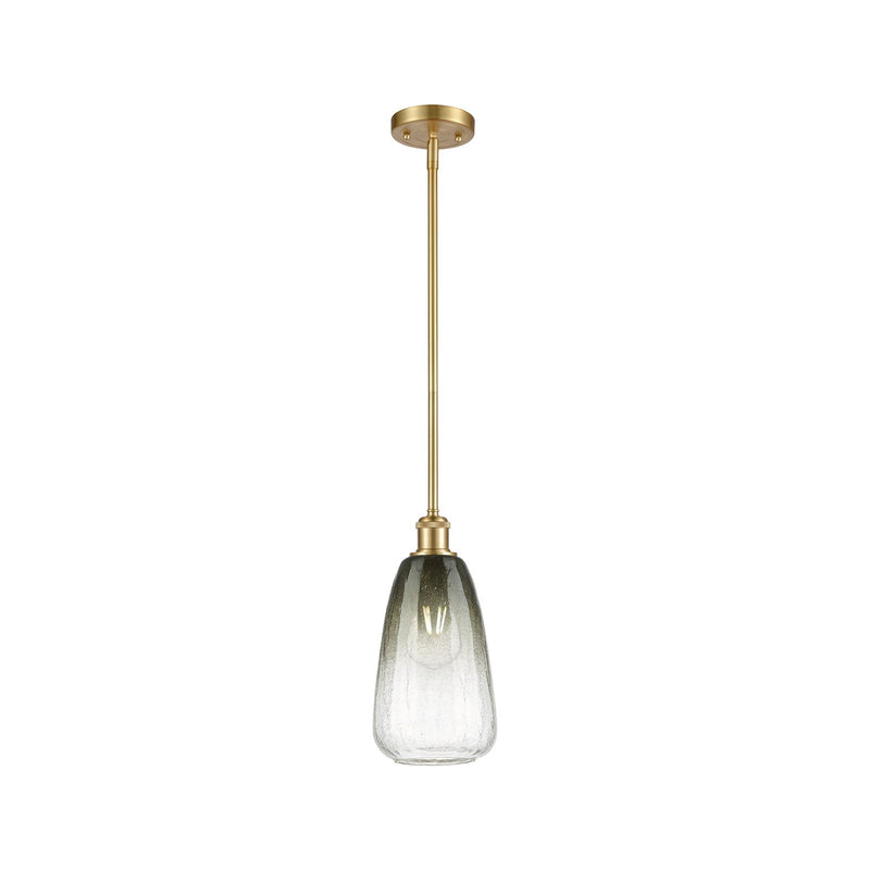 Innovations Brookhaven Almond 6in 1-Light Mini Pendant | Industrial Satin Gold and Slate Glass | Kitchen Island & Dining | Model 516-1S-SG-G480-6SL