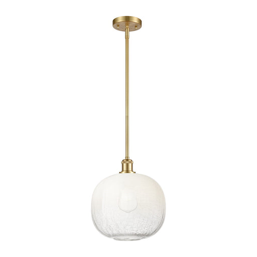 Innovations Brookhaven Sphere 10.5in 1-Light Mini Pendant | Industrial Satin Gold and Opal Glass | Kitchen Island | Model 516-1S-SG-G481-10OP