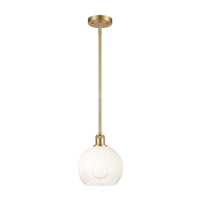 Innovations Brookhaven Globe 7.8in 1-Light Mini Pendant | Industrial Satin Gold and Opal Glass | Kitchen Island & Dining | Model 516-1S-SG-G483-8OP