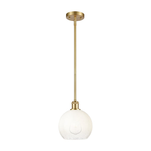 Innovations Brookhaven Globe 7.8in 1-Light Mini Pendant | Industrial Satin Gold and Opal Glass | Kitchen Island & Dining | Model 516-1S-SG-G483-8OP