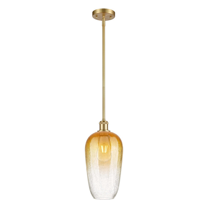 Innovations Brookhaven Flute 7in 1-Light Mini Pendant | Industrial Satin Gold and Amber Glass | Kitchen Island & Dining | Model 516-1S-SG-G484-7AM