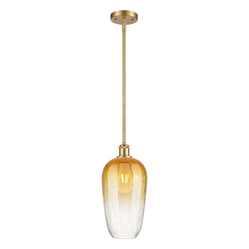 Innovations Brookhaven Flute 7in 1-Light Mini Pendant | Industrial Satin Gold and Amber Glass | Kitchen Island & Dining | Model 516-1S-SG-G484-7AM