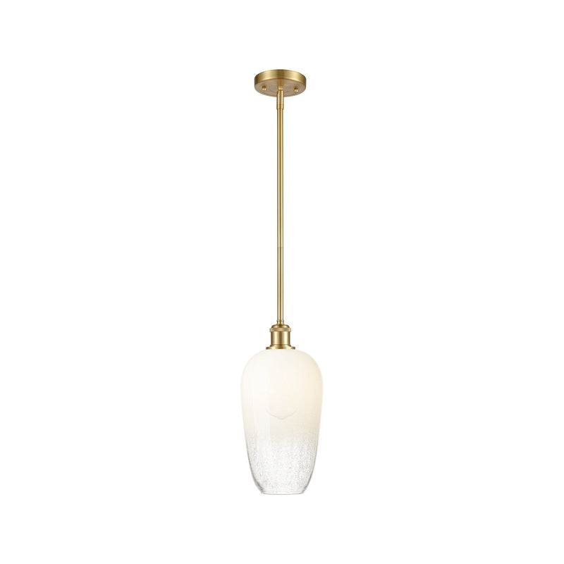 Innovations Brookhaven Flute 7in 1-Light Mini Pendant | Industrial Satin Gold and Opal Glass | Kitchen Island & Dining | Model 516-1S-SG-G484-7OP