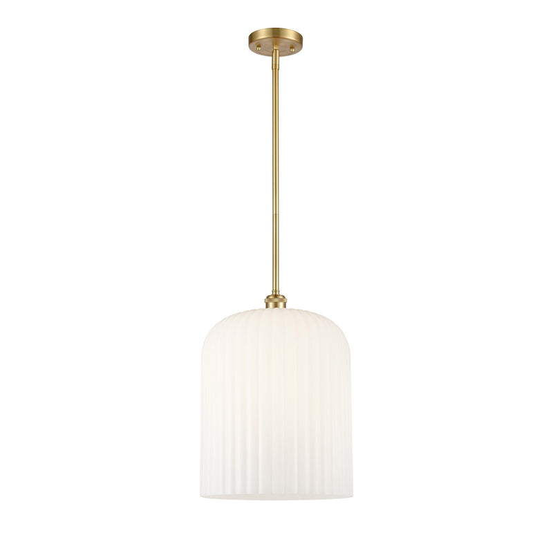 Innovations Bridal Veil 5in 1-Light Mini Pendant | Art Nouveau Satin Gold and Gloss White Glass | Kitchen Island | Model 516-1S-SG-G559-12GWH