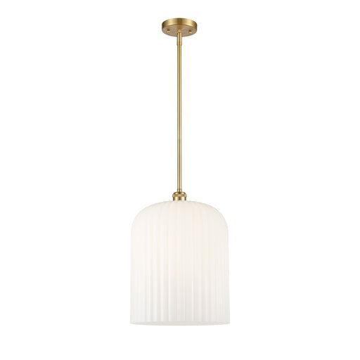 Innovations Bridal Veil 5in 1-Light Mini Pendant | Art Nouveau Satin Gold and Gloss White Glass | Kitchen Island | Model 516-1S-SG-G559-12GWH