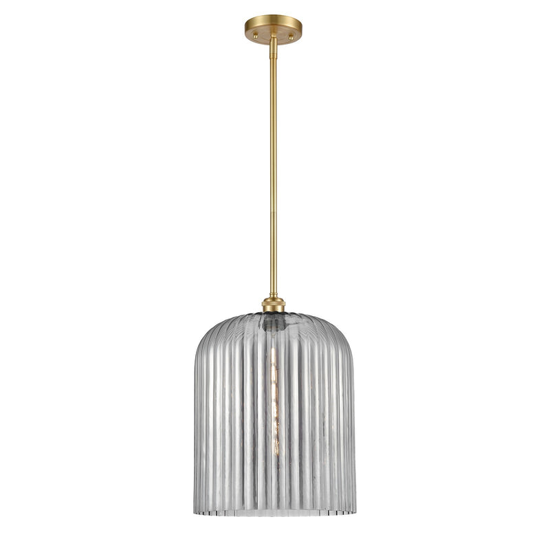Innovations Bridal Veil 5in 1-Light Mini Pendant | Art Nouveau Satin Gold and Light Smoke Glass | Kitchen Island & Dining | Model 516-1S-SG-G559-12SM