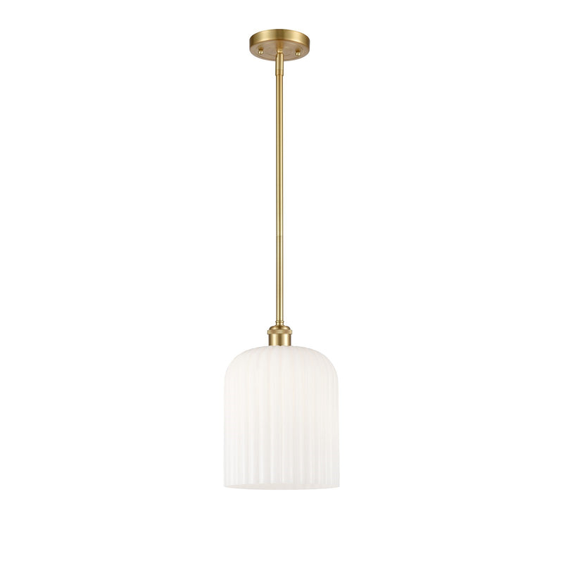 Innovations Bridal Veil 5in 1-Light Mini Pendant | Art Nouveau Satin Gold and Gloss White Glass | Kitchen Island & Dining | Model 516-1S-SG-G559-8GWH