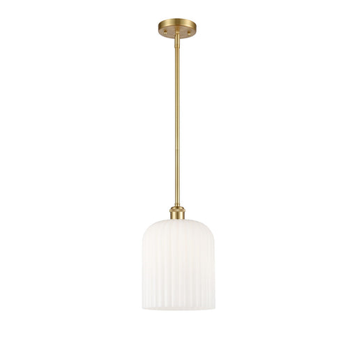 Innovations Bridal Veil 5in 1-Light Mini Pendant | Art Nouveau Satin Gold and Gloss White Glass | Kitchen Island & Dining | Model 516-1S-SG-G559-8GWH