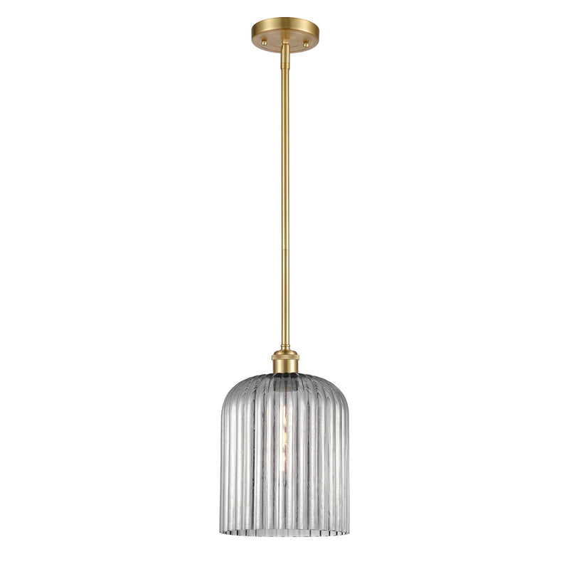 Innovations Bridal Veil 5in 1-Light Mini Pendant | Art Nouveau Satin Gold and Light Smoke Glass | Kitchen Island & Dining | Model 516-1S-SG-G559-8SM