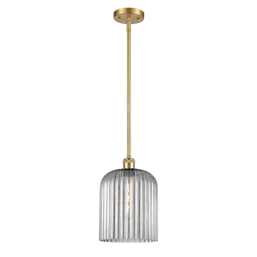 Innovations Bridal Veil 5in 1-Light Mini Pendant | Art Nouveau Satin Gold and Light Smoke Glass | Kitchen Island & Dining | Model 516-1S-SG-G559-8SM