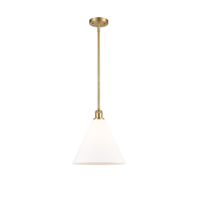 Innovations Berkshire Glass 12in 1-Light Mini Pendant | Industrial Satin Gold and Matte White Glass | Kitchen Island | Model 516-1S-SG-GBC-121