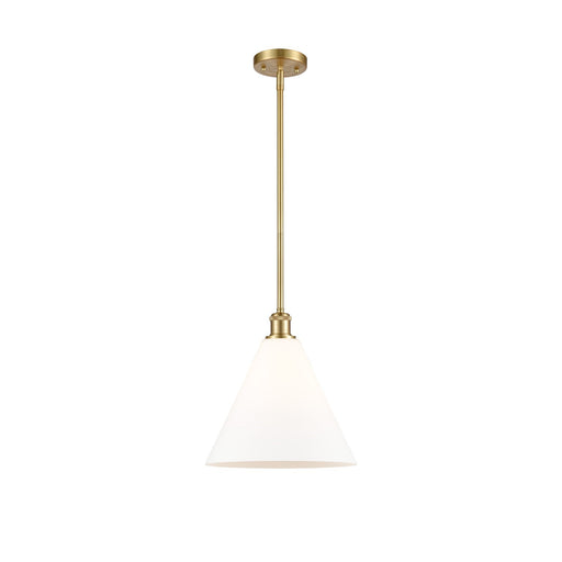 Innovations Berkshire Glass 12in 1-Light Mini Pendant | Industrial Satin Gold and Matte White Glass | Kitchen Island | Model 516-1S-SG-GBC-121
