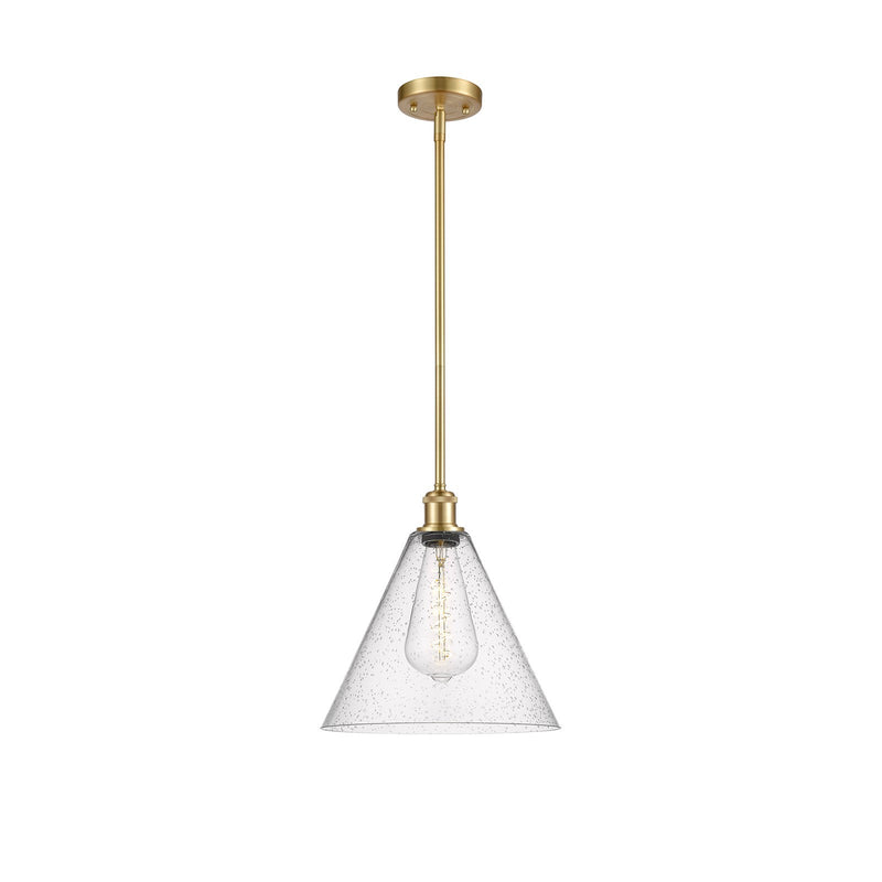 Innovations Berkshire 12in 1-Light Mini Pendant | Industrial Satin Gold and Seedy Glass | Kitchen Island & Dining Room | Model 516-1S-SG-GBC-124
