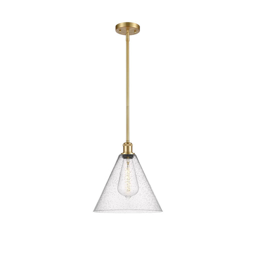 Innovations Berkshire 12in 1-Light Mini Pendant | Industrial Satin Gold and Seedy Glass | Kitchen Island & Dining Room | Model 516-1S-SG-GBC-124