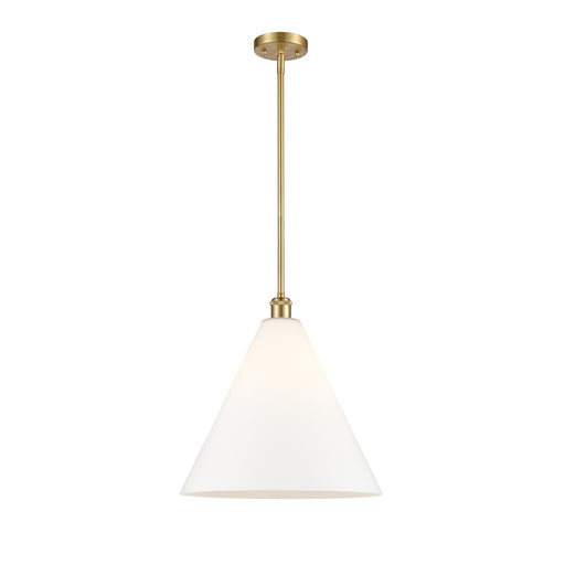 Innovations Berkshire 16in 1-Light Pendant | Industrial Satin Gold and Matte White Glass | Kitchen Island & Dining Room | Model 516-1S-SG-GBC-161