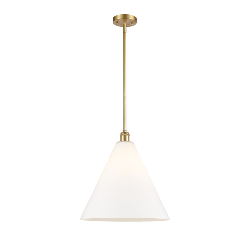 Innovations Berkshire 16in 1-Light Pendant | Industrial Satin Gold and Matte White Glass | Kitchen Island & Dining Room | Model 516-1S-SG-GBC-161-LED