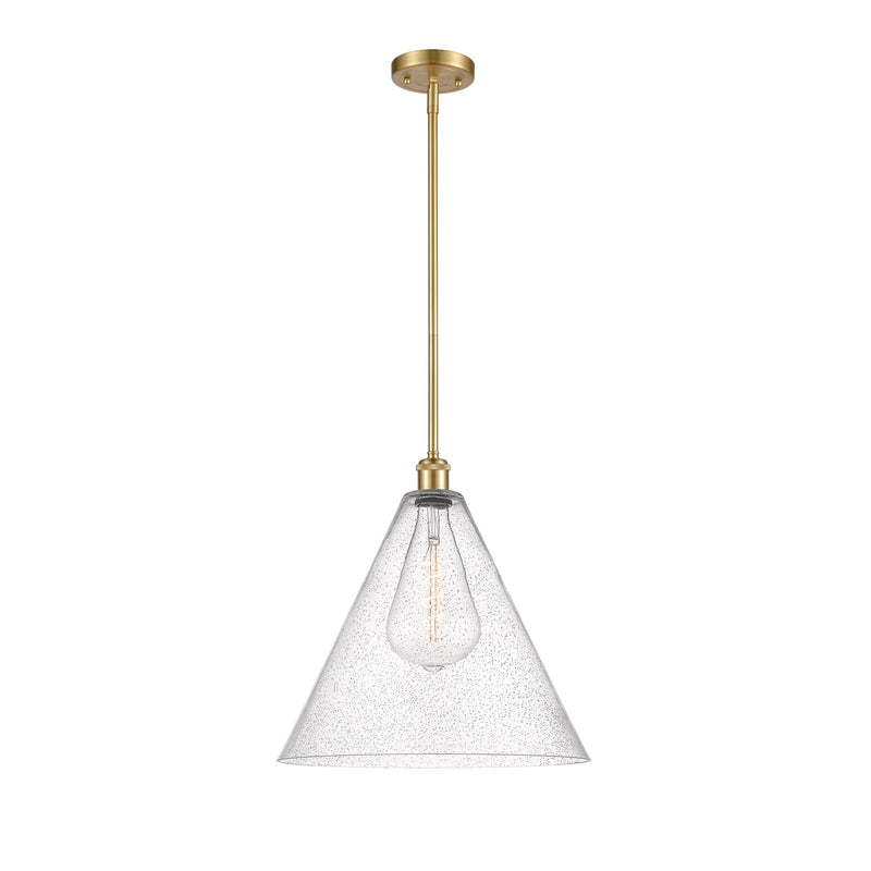 Innovations Berkshire 16in 1-Light Pendant | Industrial Satin Gold and Seedy Glass | Kitchen Island & Dining Room | Model 516-1S-SG-GBC-164