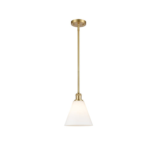 Innovations Berkshire 8in 1-Light Mini Pendant | Industrial Satin Gold and Matte White Glass | Kitchen Island & Dining Room | Model 516-1S-SG-GBC-81