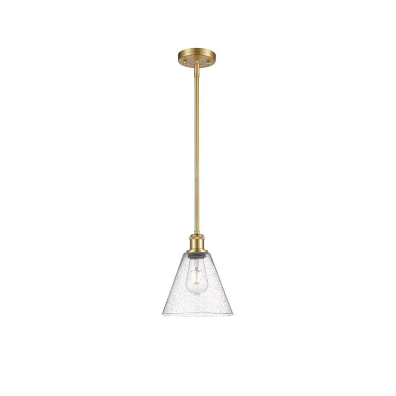 Innovations Berkshire 8in 1-Light Mini Pendant | Industrial Satin Gold and Seedy Glass | Kitchen Island & Dining Room | Model 516-1S-SG-GBC-84