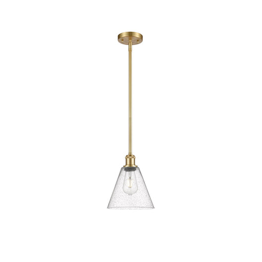 Innovations Berkshire 8in 1-Light Mini Pendant | Industrial Satin Gold and Seedy Glass | Kitchen Island & Dining Room | Model 516-1S-SG-GBC-84-LED