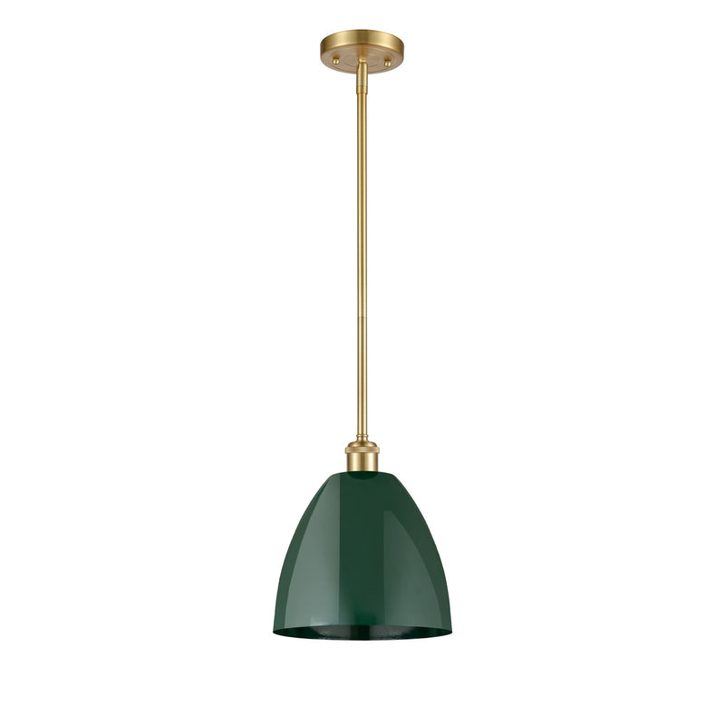 Innovations Plymouth 9in 1-Light LED Pendant | Industrial Satin Gold and Matte Green Metal | Kitchen Island & Dining | Model 516-1S-SG-MBD-9-GR-LED