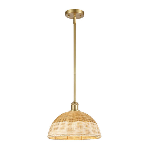 Innovations Bristol Natural II 12in 1-Light Mini Pendant | Industrial Satin Gold and Natural Fiber | Kitchen Island | Model 516-1S-SG-NBD2-12-NAT