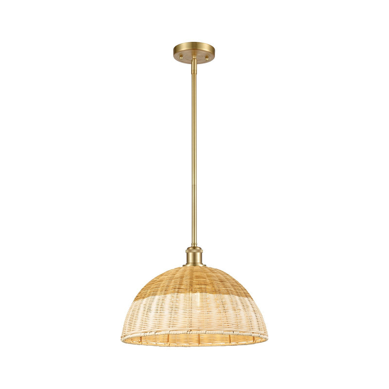 Innovations Bristol Natural II 16in 1-Light Mini Pendant | Industrial Satin Gold and Natural Fiber | Kitchen Island | Model 516-1S-SG-NBD2-16-NAT