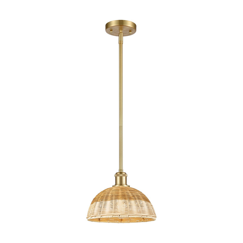 Innovations Bristol Natural II 9in 1-Light Mini Pendant | Industrial Satin Gold and Natural Fiber | Kitchen Island | Model 516-1S-SG-NBD2-9-NAT