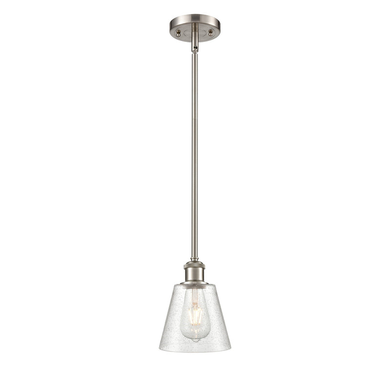 Innovations Caton 6in 1-Light Mini Pendant | Industrial Brushed Satin Nickel and Frosted Glass Pyramid | Kitchen Island | Model 516-1S-SN-G454
