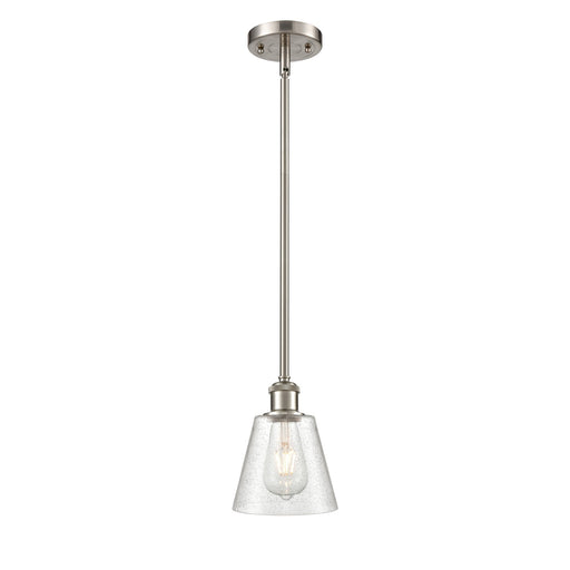 Innovations Caton 6in 1-Light Mini Pendant | Industrial Brushed Satin Nickel and Frosted Glass Pyramid | Kitchen Island | Model 516-1S-SN-G454