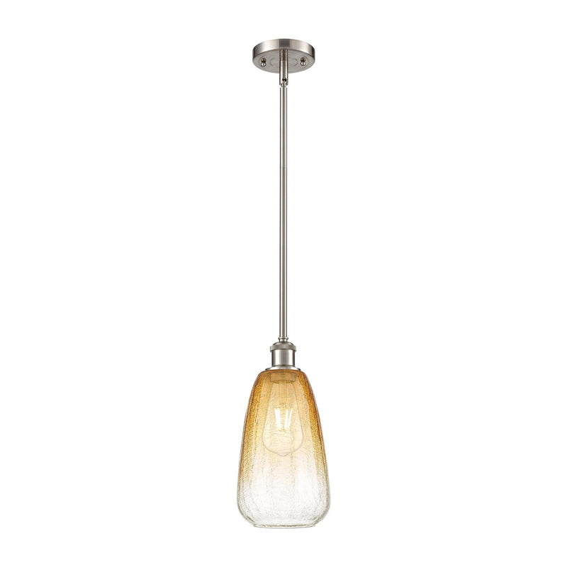 Innovations Brookhaven Almond 6in 1-Light Mini Pendant | Industrial Brushed Satin Nickel and Amber Glass Globe | Kitchen | Model 516-1S-SN-G480-6AM