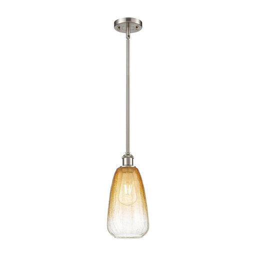 Innovations Brookhaven Almond 6in 1-Light Mini Pendant | Industrial Brushed Satin Nickel and Amber Glass Globe | Kitchen | Model 516-1S-SN-G480-6AM