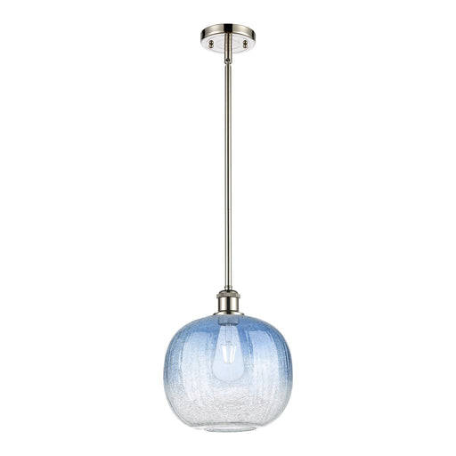 Innovations Brookhaven Sphere 10.5in 1-Light Mini Pendant | Industrial Brushed Satin Nickel and Sapphire Blue Glass | Model 516-1S-SN-G481-10SB