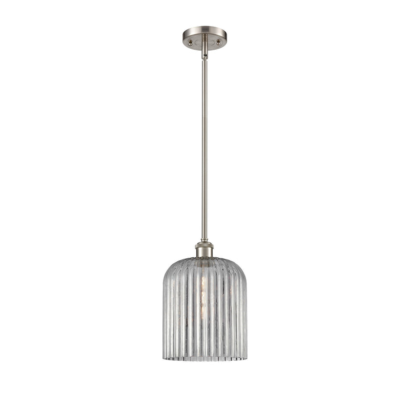 Innovations Bridal Veil 5in 1-Light Mini Pendant | Art Nouveau Brushed Satin Nickel and Light Smoke Glass | Kitchen Island | Model 516-1S-SN-G559-8SM