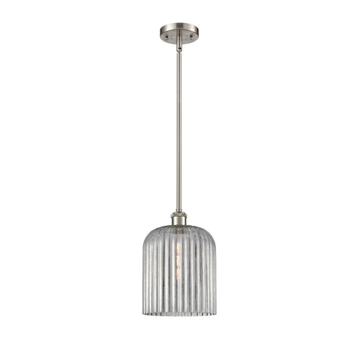 Innovations Bridal Veil 5in 1-Light Mini Pendant | Art Nouveau Brushed Satin Nickel and Light Smoke Glass | Kitchen Island | Model 516-1S-SN-G559-8SM