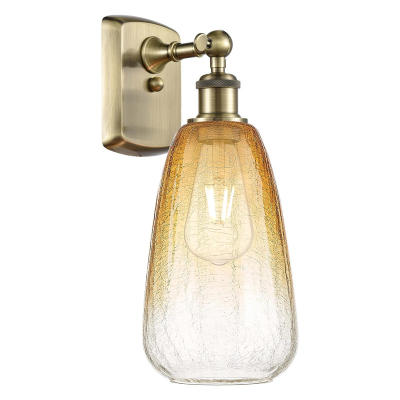 Innovations Brookhaven Almond 6in 1-Light Wall Sconce | Industrial Antique Brass and Amber Glass | Hallway & Bedroom | Model 516-1W-AB-G480-6AM