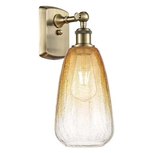 Innovations Brookhaven Almond 6in 1-Light Wall Sconce | Industrial Antique Brass and Amber Glass | Hallway & Bedroom | Model 516-1W-AB-G480-6AM