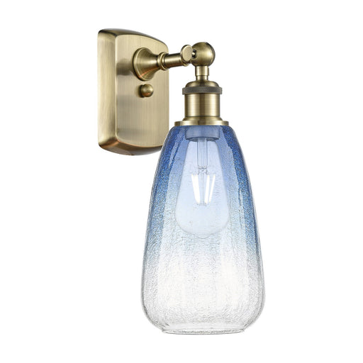 Innovations Brookhaven Almond 6in 1-Light Wall Sconce | Industrial Antique Brass and Sapphire Blue Glass | Hallway | Model 516-1W-AB-G480-6SB