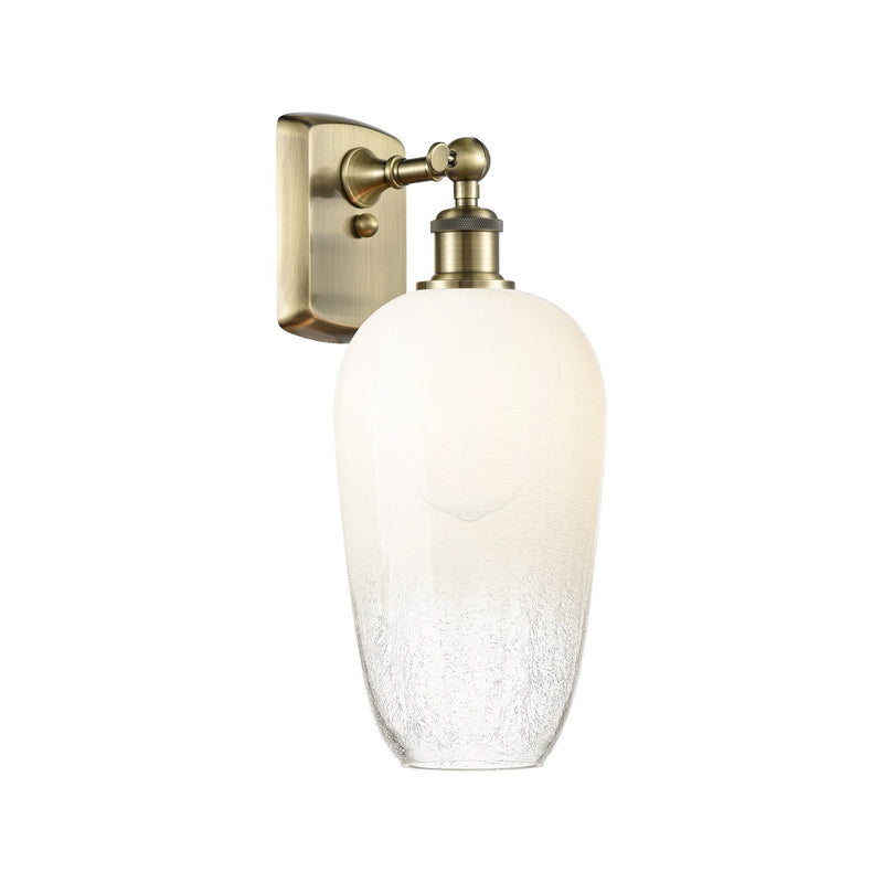Innovations Brookhaven Flute 7in 1-Light Wall Sconce | Industrial Antique Brass and Opal Glass | Hallway & Bedroom Accent | Model 516-1W-AB-G484-7OP