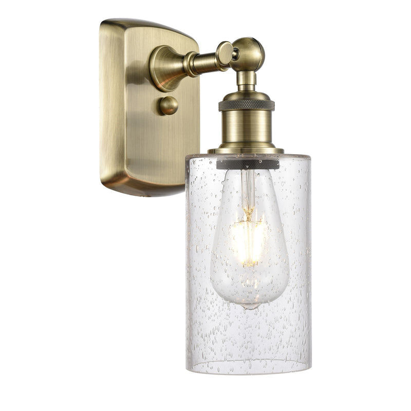 Innovations Clymer 1-Light Wall Sconce | Art Nouveau Antique Brass and Seedy Glass | Bedroom & Hallway Accent Light | Model 516-1W-AB-G804
