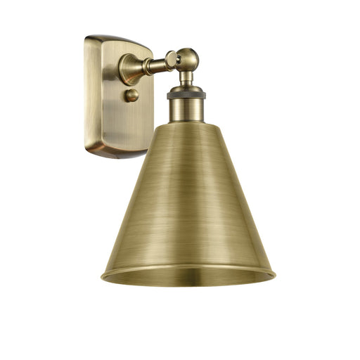 Innovations Berkshire Metal 1-Light LED Wall Sconce | Industrial Antique Brass and Antique Brass Metal Shade | Hallway | Model 516-1W-AB-MBC-8-AB-LED