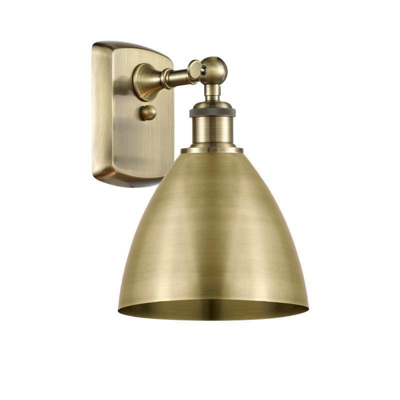 Innovations Bristol 1-Light Wall Sconce | Industrial Antique Brass and Antique Brass Metal Shade | Hallway & Bedroom | Model 516-1W-AB-MBD-75-AB