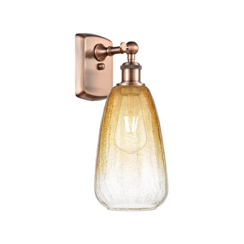 Innovations Brookhaven Almond 6in 1-Light Wall Sconce | Industrial Antique Copper and Amber Glass Globe Shade | Bedroom | Model 516-1W-AC-G480-6AM