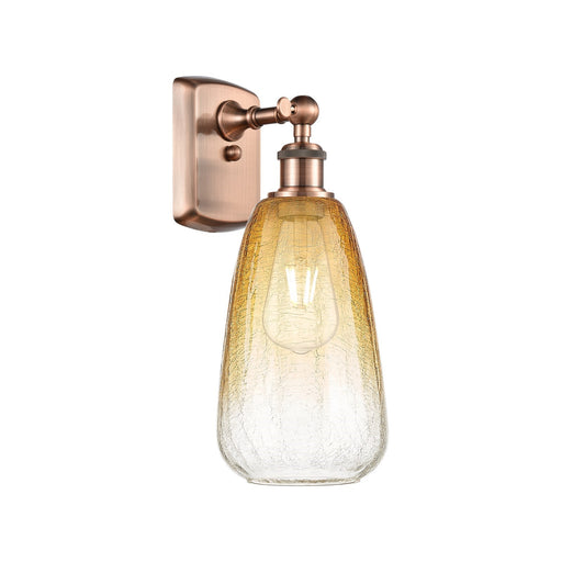Innovations Brookhaven Almond 6in 1-Light Wall Sconce | Industrial Antique Copper and Amber Glass Globe Shade | Bedroom | Model 516-1W-AC-G480-6AM