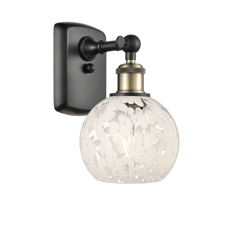 Innovations Ballston 6in 1-Light Wall Sconce | Art Nouveau Black Antique Brass and White Mouchette Glass Shade | Model 516-1W-BAB-G1216-6WM