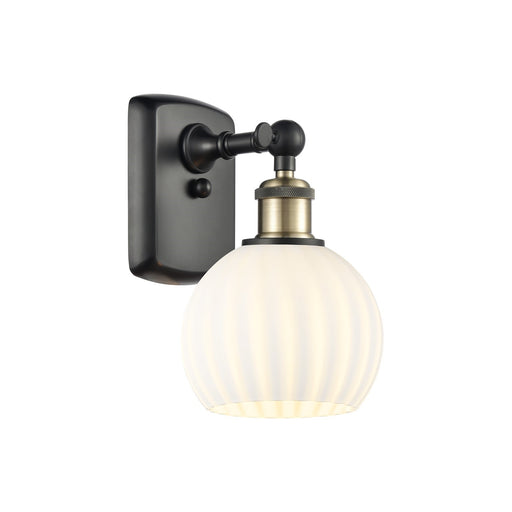 Innovations Ballston 6in 1-Light Wall Sconce | Art Nouveau Black Antique Brass and White Venetian Glass Shade | Bathroom | Model 516-1W-BAB-G1217-6WV