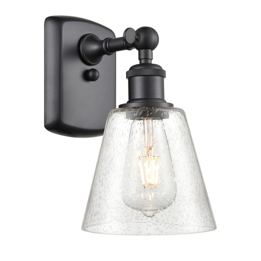 Innovations Caton 6in 1-Light Wall Sconce | Art Nouveau Matte Black and Frosted Glass Pyramid Shade | Bathroom & Hallway | Model 516-1W-BK-G454