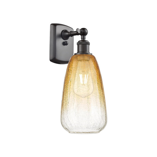 Innovations Brookhaven Almond 6in 1-Light Wall Sconce | Industrial Oil Rubbed Bronze and Amber Glass | Bedroom & Hallway | Model 516-1W-OB-G480-6AM